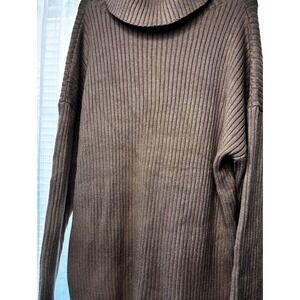 LILLUSORY Women's Knit Turtleneck‎ Oversized Long Sweater Dress Brown Large